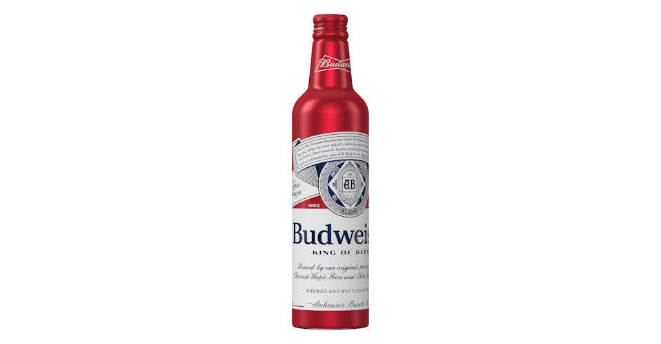 Budweiser: 16 oz. Aluminum Bottle from Five Corners Liquor & Wine in Cedar Falls, IA