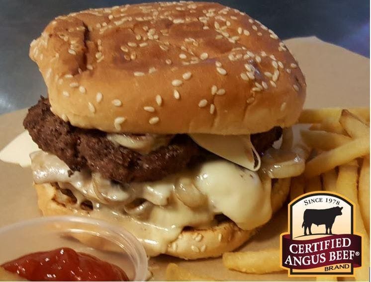 3(Triple) Swiss Mushroom Burger w/ Grilled Onions*** from All American BBQ in West Hills, CA