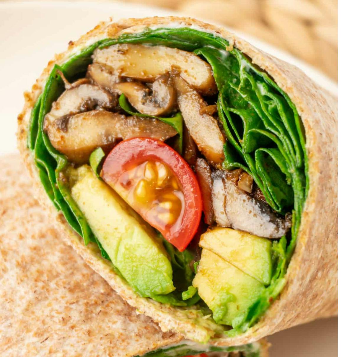 Portobello Marinated Wrap from Justveggiez in Madison, WI