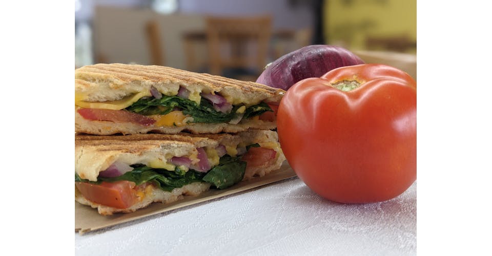 Veggie Grilled Cheese Panini from Basics Co-op Cafe and Grocery in Janesville, WI