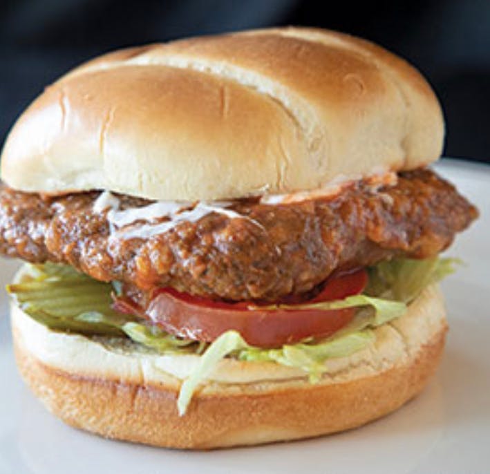 Carolina Reaper Chicken Sandwhich from Justveggiez in Madison, WI