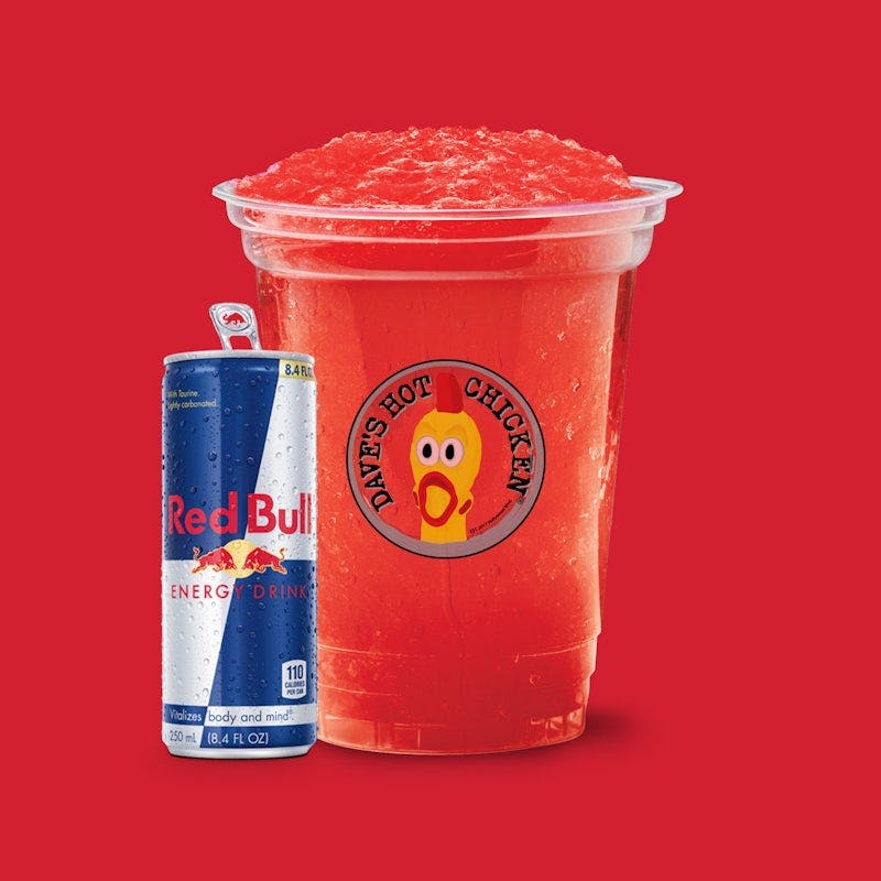 Fruit Punch Red Bull Slusher from Dave's Hot Chicken - E. Ogden Ave. in Milwaukee, WI