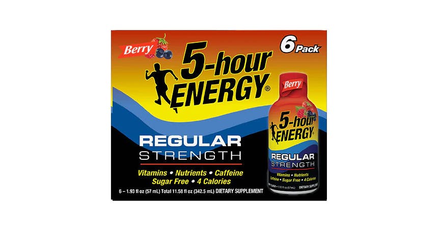 5-Hour ENERGY Shot Regular Strength Berry 1.93 oz Bottles (6 ct) from EatStreet Convenience - Historic Holiday Park North in Topeka, KS