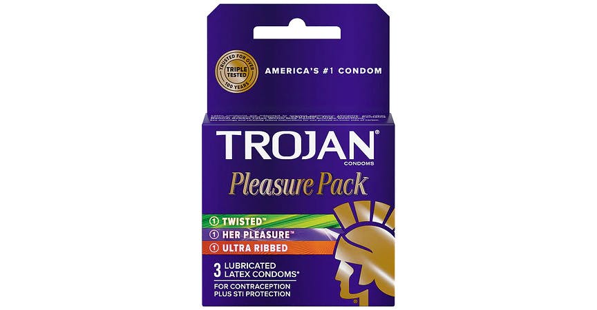 Trojan Pleasure Pack Lubricated Condoms (3 ct) from EatStreet Convenience - Historic Holiday Park North in Topeka, KS
