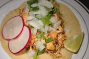 Chicken tinga taco from Planet Taco - 9th Ave in New York, NY