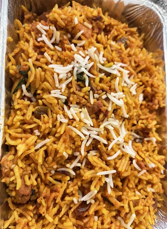 Chicken Biryani with Raita from Yeti Restaurant in Davis, CA