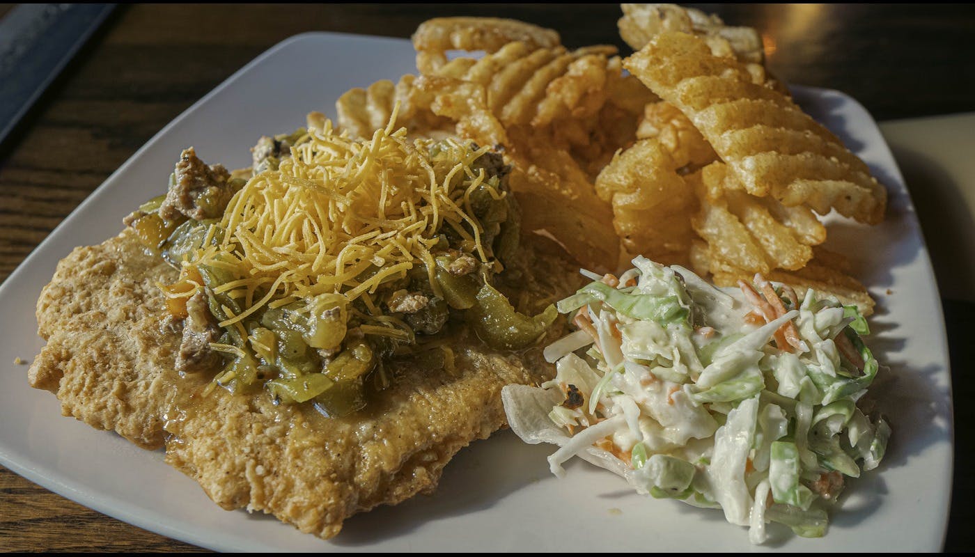 Colorado Pork Schnitzel from Inga's Alpine Tavern in Denver, CO