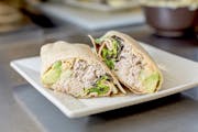 Tuna & Hummus Wrap from The French Press in Eau Claire, WI
