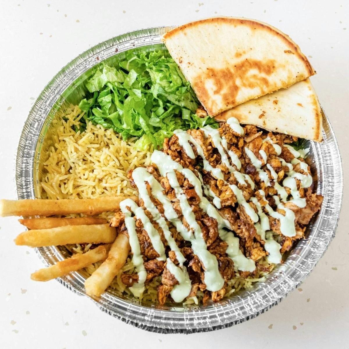 Grilled Chicken Gyro Bowl Combo from Fried Shack in Madison, WI