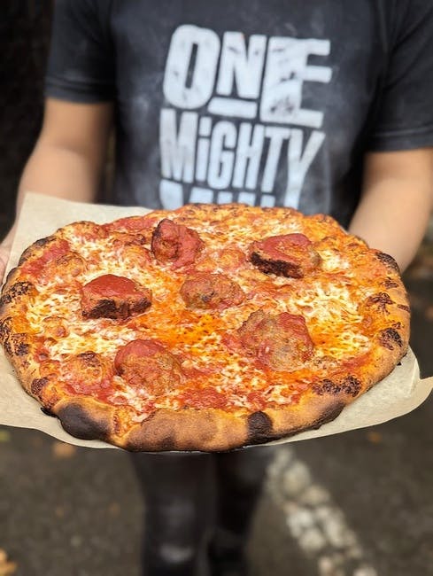 Loaded Meatball Pizza from One Mighty Mill Cafe - Exchange St in Lynn, MA