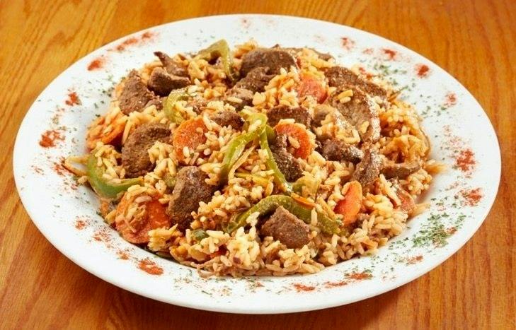 Garlic & Almond Rice Steak Ghallaba from Palm Palace Restaurant in Ann Arbor, MI
