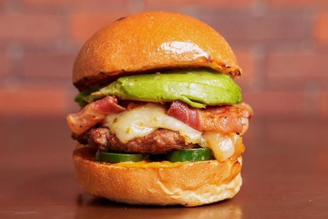 Dos Amigos Burger. from Bullhorns Burger + Grill - North Broad St in Elizabeth, NJ