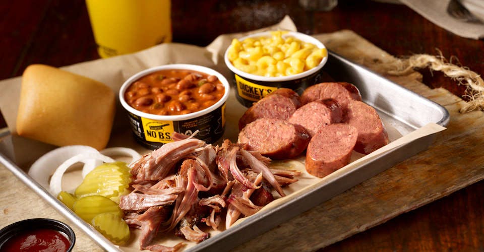 Pork & Kielbasa Plate from Dickey's Barbecue Pit: Dallas Forest Ln (TX-0008) in Dallas, TX