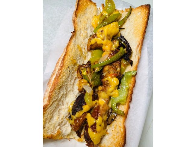 Faux Sausage, Peppers, and Onions Sandwich from Rocco's NY Pizza and Pasta - Village Center Cir in Las Vegas, NV