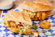 Shrimp Po' Boy w fries from Bailey Seafood in Buffalo, NY