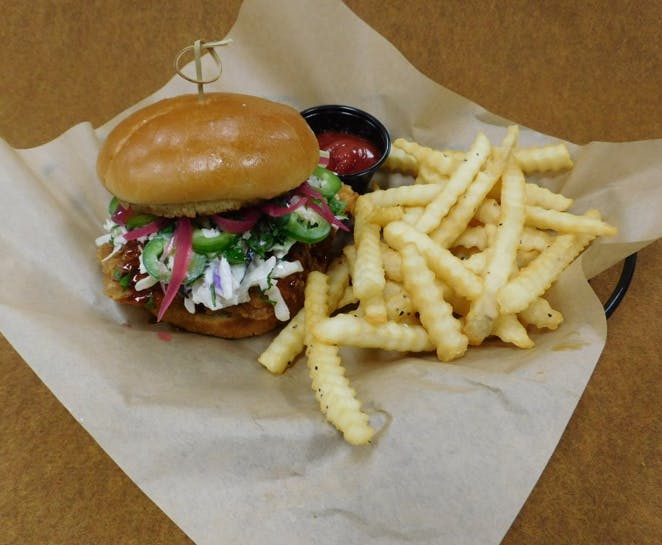 NEW - Asian BBQ Crispy Chicken Sandwich from The Brass Tap - Main Street in Cedar Falls, IA