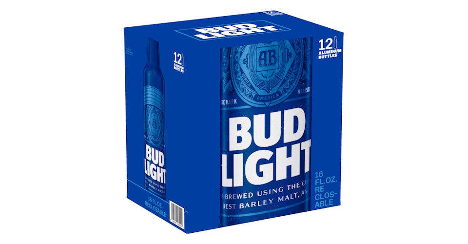 Bud Light: 12 Pack, 16 oz. Aluminum Bottles from Five Corners Liquor & Wine in Cedar Falls, IA