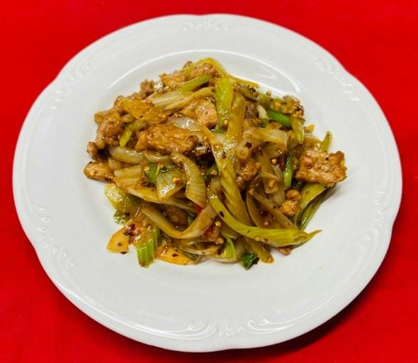 Hot and Spicy Pork from Happy Wok - Elmwood Ave in Middleton, WI