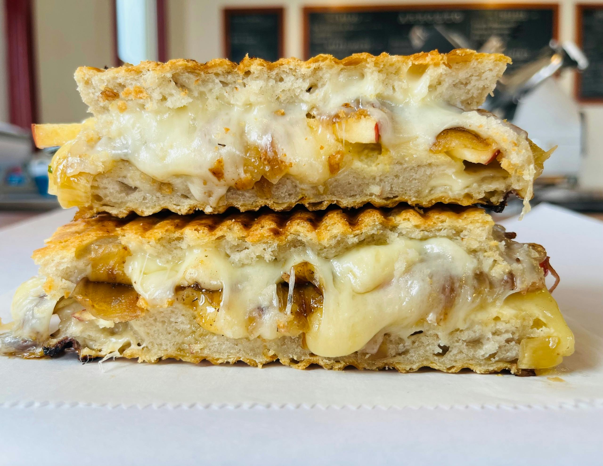 Grilled Cheese Special Panini-Bacon Jam & Apple from Arrosto Delicatessen in Sheboygan, WI