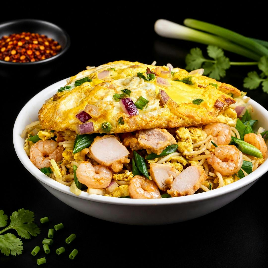 Mixed Hakka Noodles (Egg, Chicken, Shrimp) from Rock N Grill Indian Authentic Cuisine & Bar in Round Rock, TX