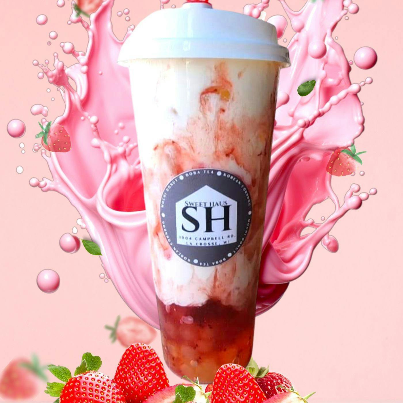 Strawberry milk tea from Sweet Haus in La Crosse, WI
