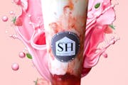 Strawberry milk tea from Sweet Haus in La Crosse, WI