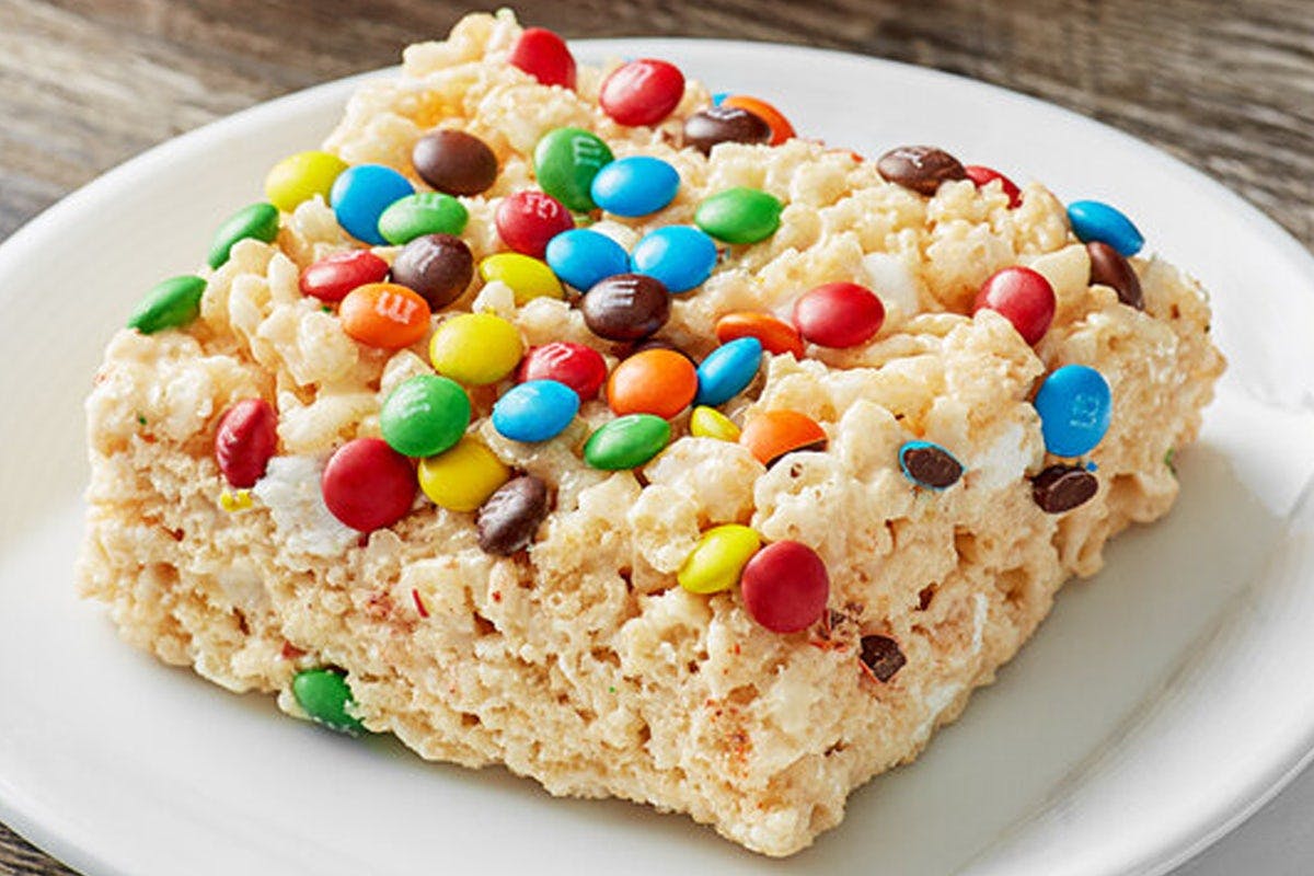 Marshmallow Crispy Bar with M&M's from Pie Five Pizza in Irving, TX