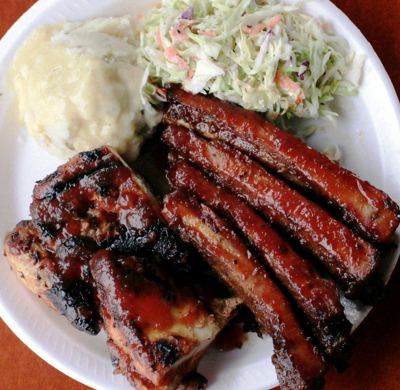 Ribs Baby Rack Pork & White Meat Grilled Chicken*** from All American BBQ in West Hills, CA