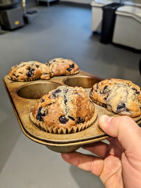 Thursday Blueberry Muffins (Thursday only!) from One Mighty Mill Cafe - Exchange St in Lynn, MA
