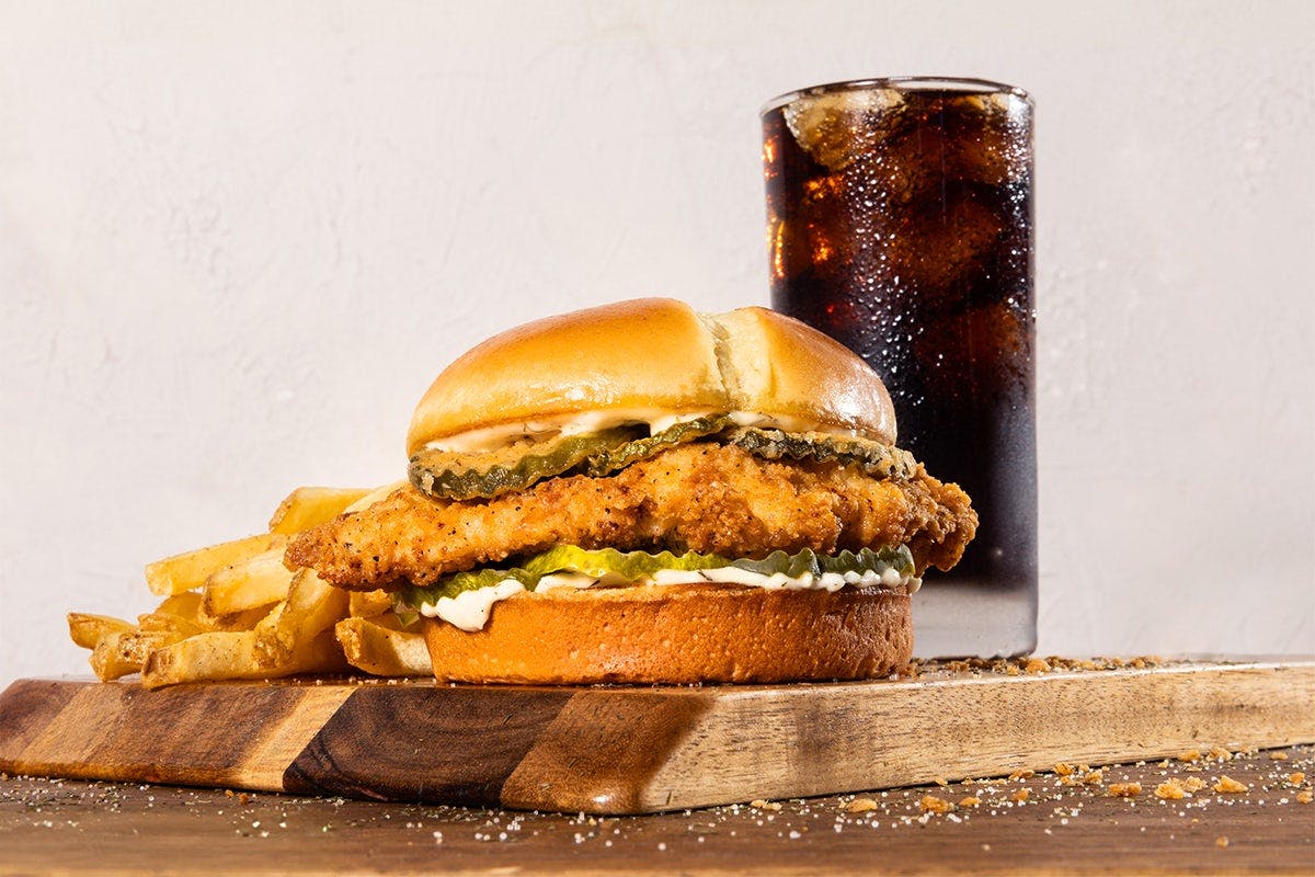 Big Dill Chicken Sandwich Meal from Slim Chickens Brink Demo Vendor in Little Rock, AR