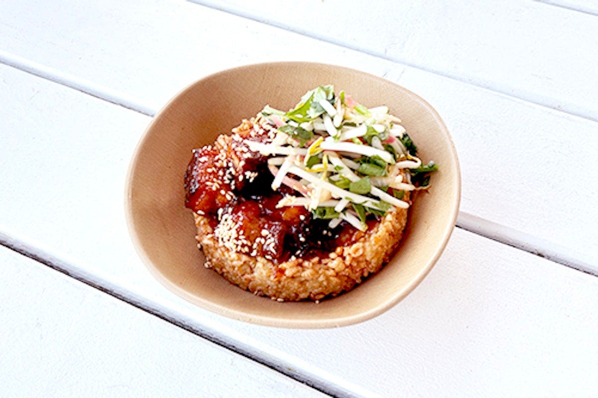 (new) pork belly+ crispy rice bowl from Bartaco - Hilldale in Madison, WI