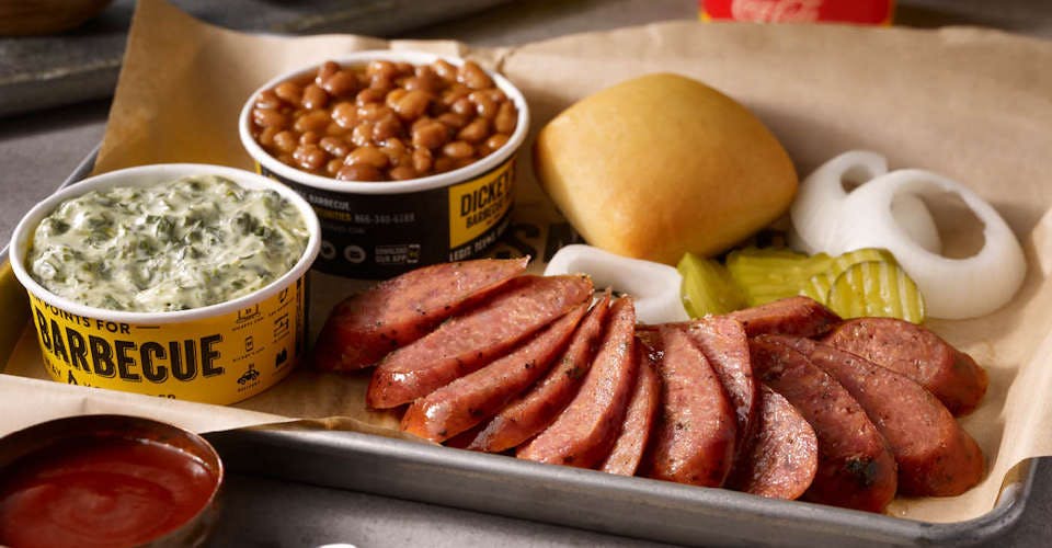 Pork and Kielbasa Plate from Dickey's Barbecue Pit: Dallas Forest Ln (TX-0008) in Dallas, TX