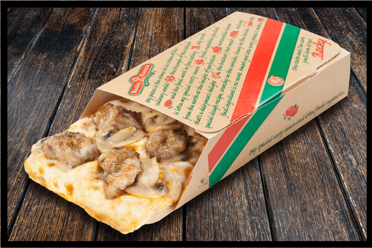 Sausage & Mushroom Regular Slice from Rocky Rococo - Miller Park Way in Milwaukee, WI