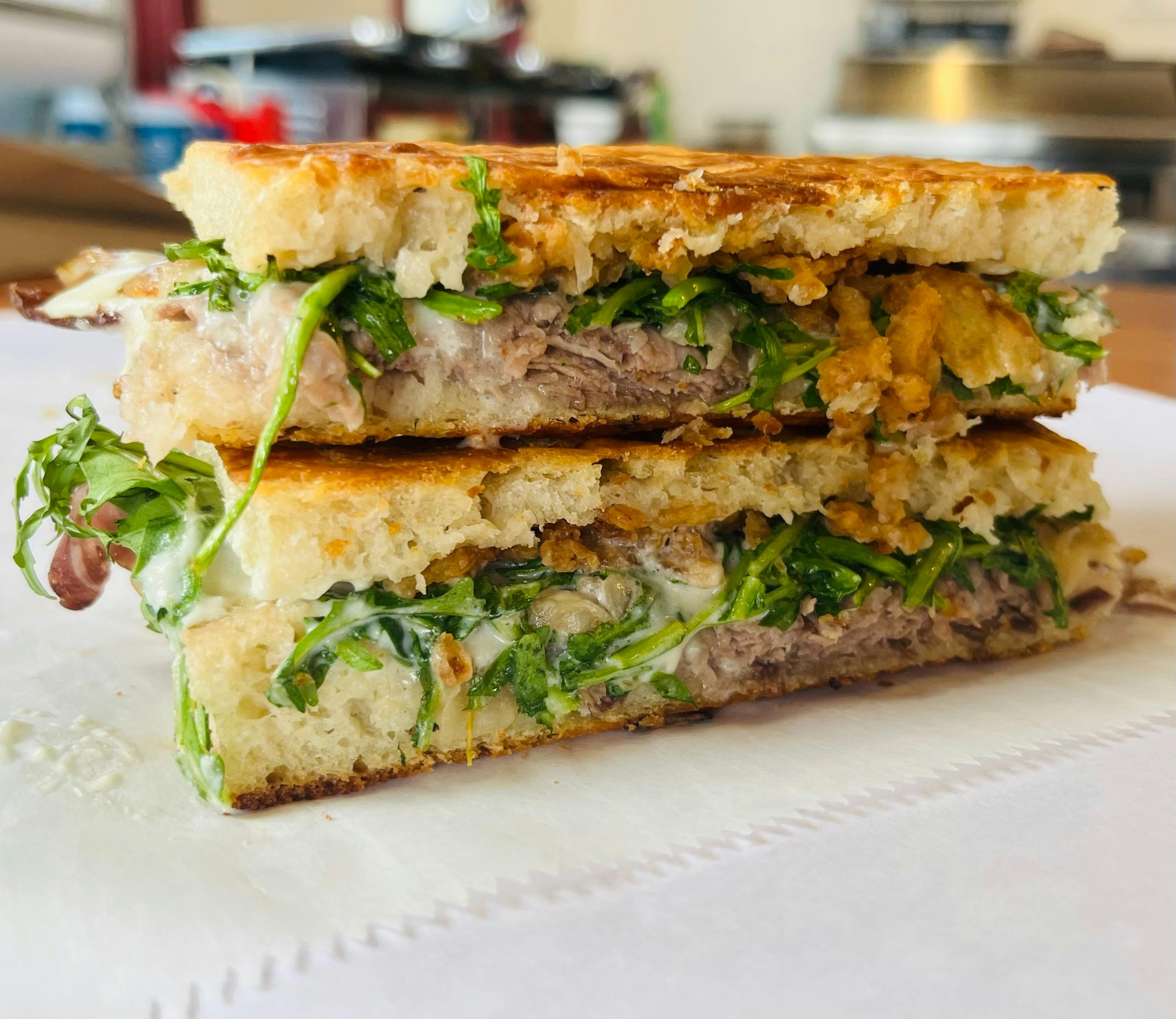 Special Panini- The Steakhouse Bleus from Arrosto Delicatessen in Sheboygan, WI