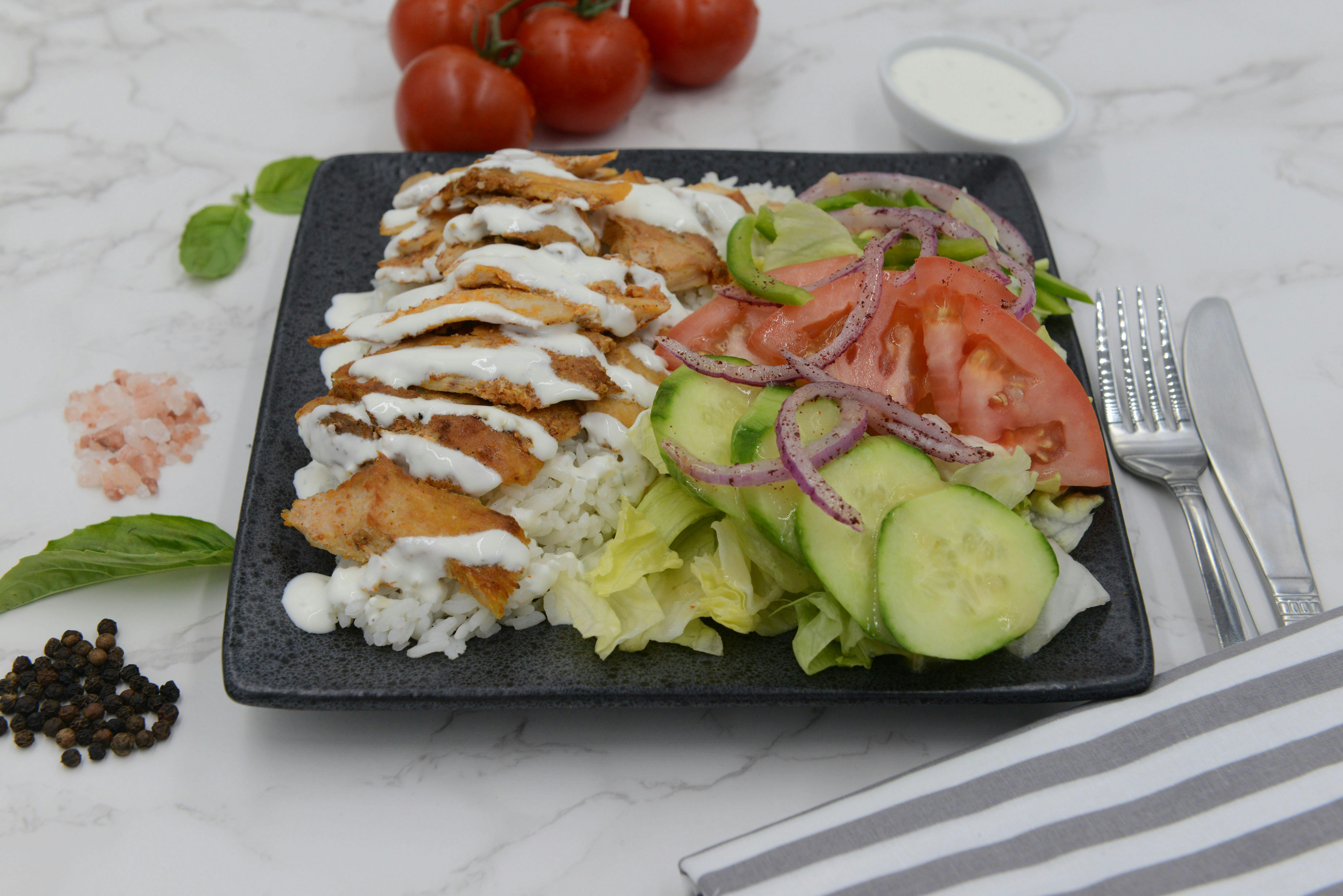 Chicken Over Rice Platter from Legends Pizza - Wolf Rd in Colonie, NY