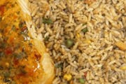 Grilled 8 oz Salmon Dinner rice & beans from Taste of the Caribbean 1 - Capitol Heights in Capitol Heights, MD