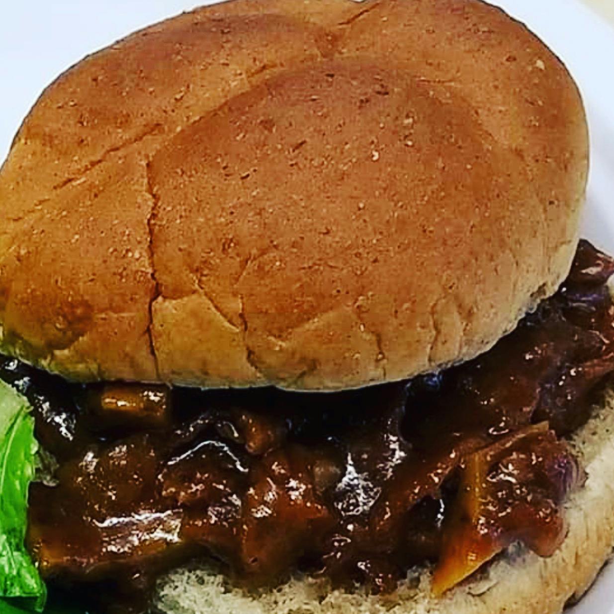 Plant-Based BBQ Sandwich from Justveggiez in Madison, WI