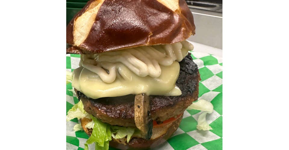 Mushroom Swiss Cheese Burger (GF) from JustVeggiez in Madison, WI