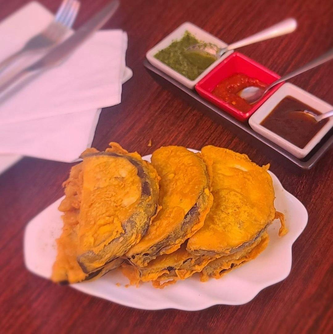Baingan Pakora (GF, V) from OM Indian Cuisine in San Francisco, CA
