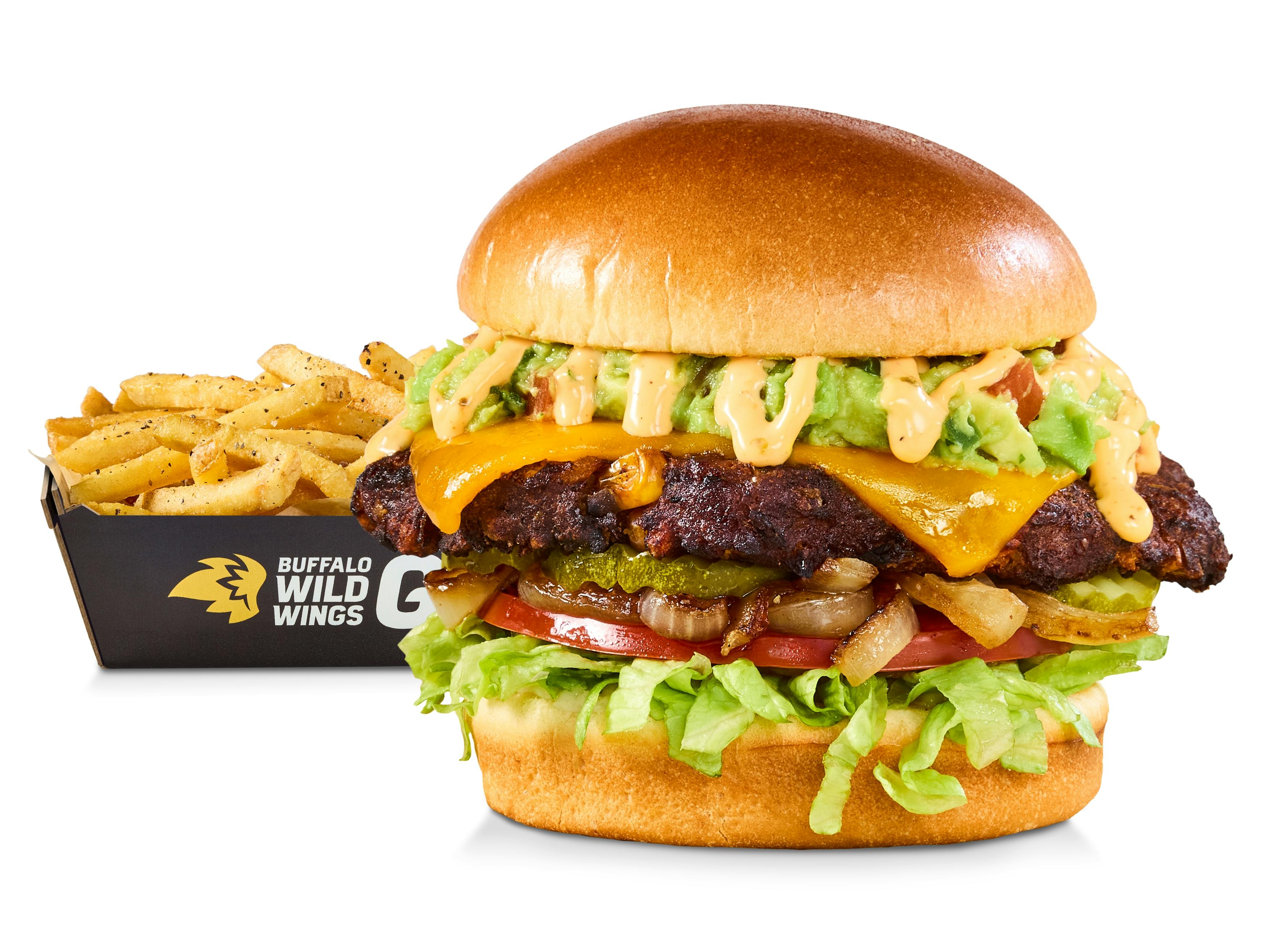Southwestern Black Bean Burger - Regular French Fries from Buffalo Wild Wings - S 31st St in Temple, TX