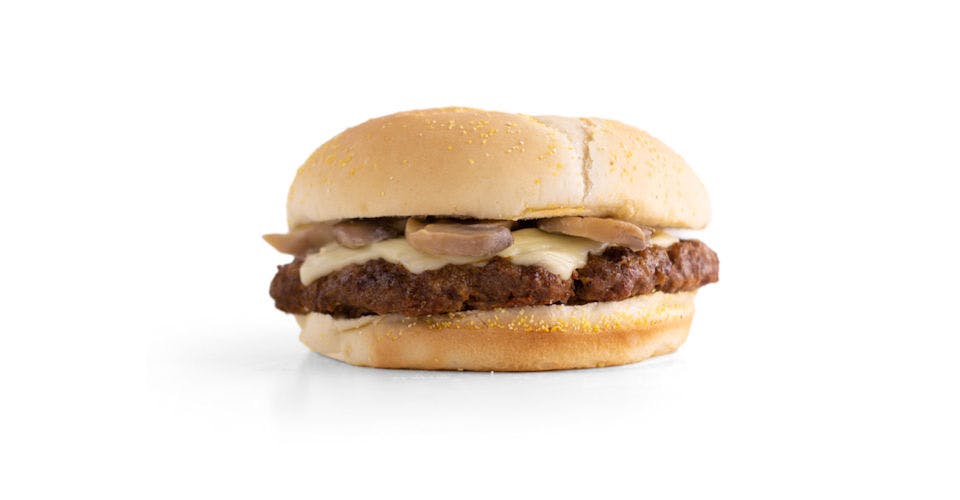 Cheeseburgers: Angus Mushroom Swiss Burger from Kwik Star Beer & Hard Seltzer Cave - Waterloo Franklin St in Waterloo, IA