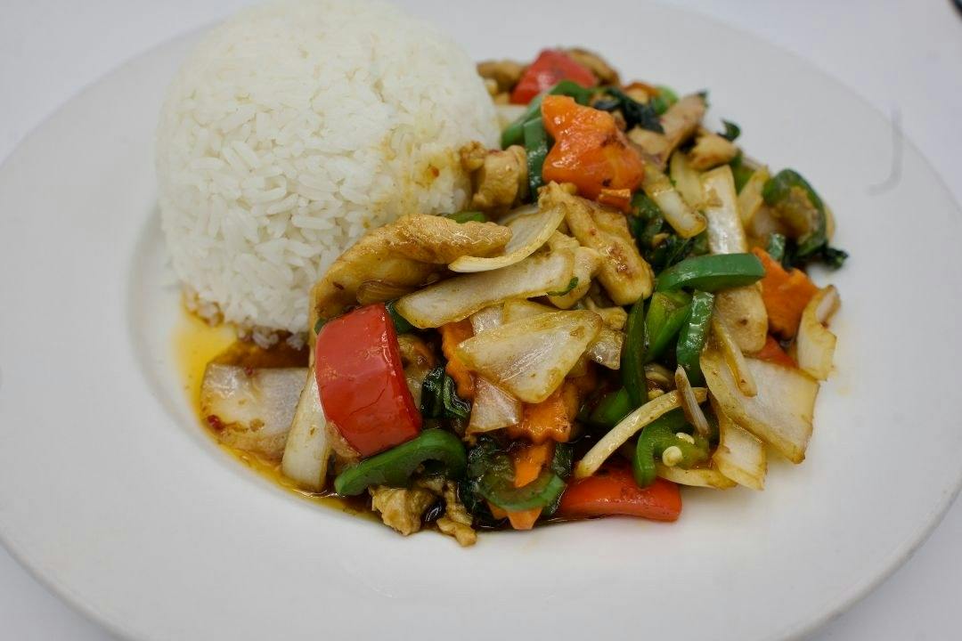 Pad Nam Prik Pao from Thai Kitchen in Ames, IA
