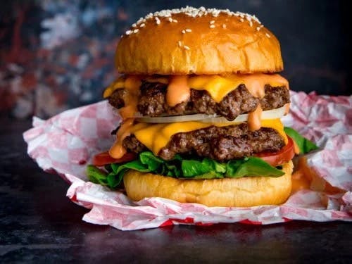 Double Cheeseburger from Jo Jo's New York Style Pizza in Hollywood, FL