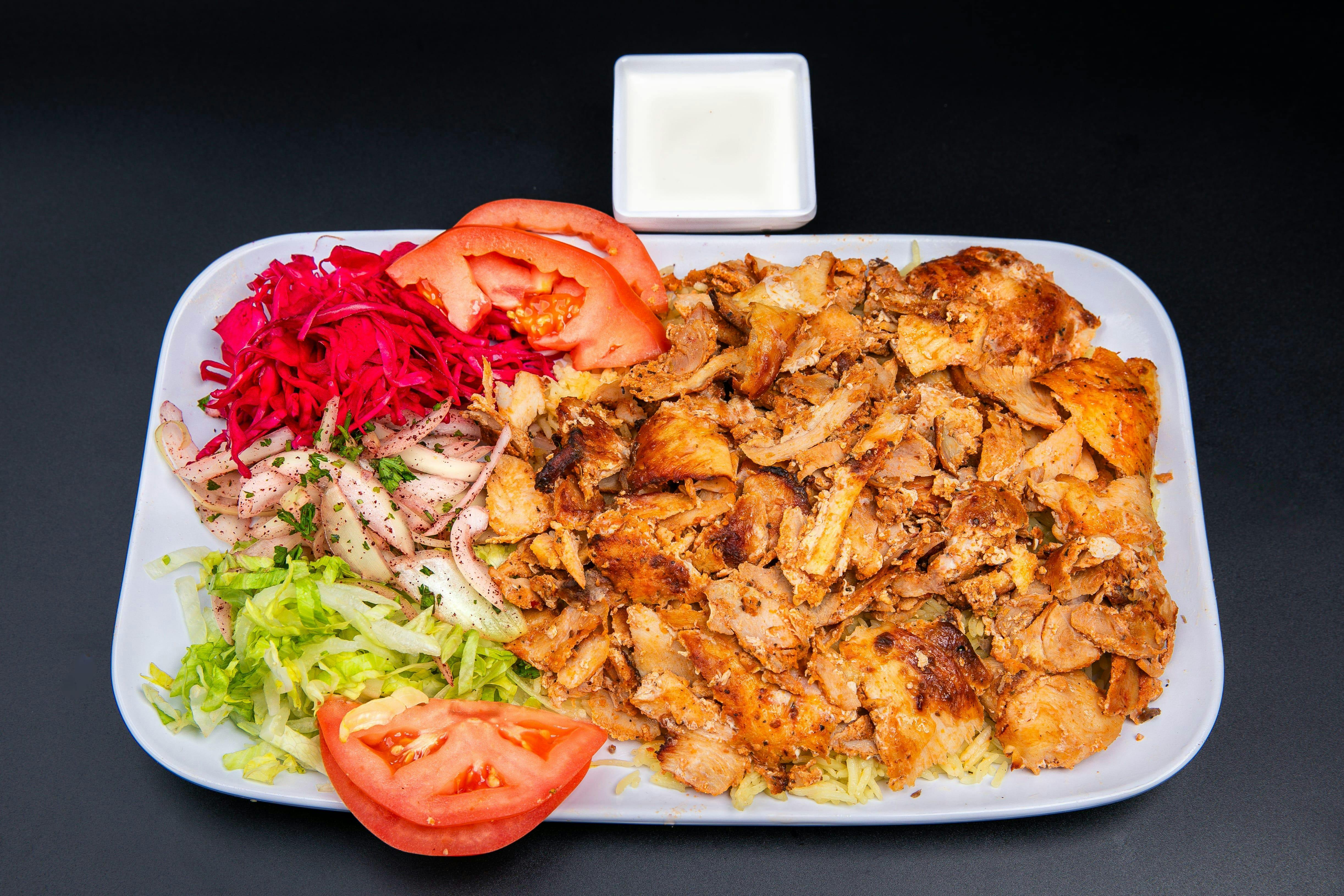 Chicken Over Rice Platter from Legends Pizza - Wolf Rd in Colonie, NY