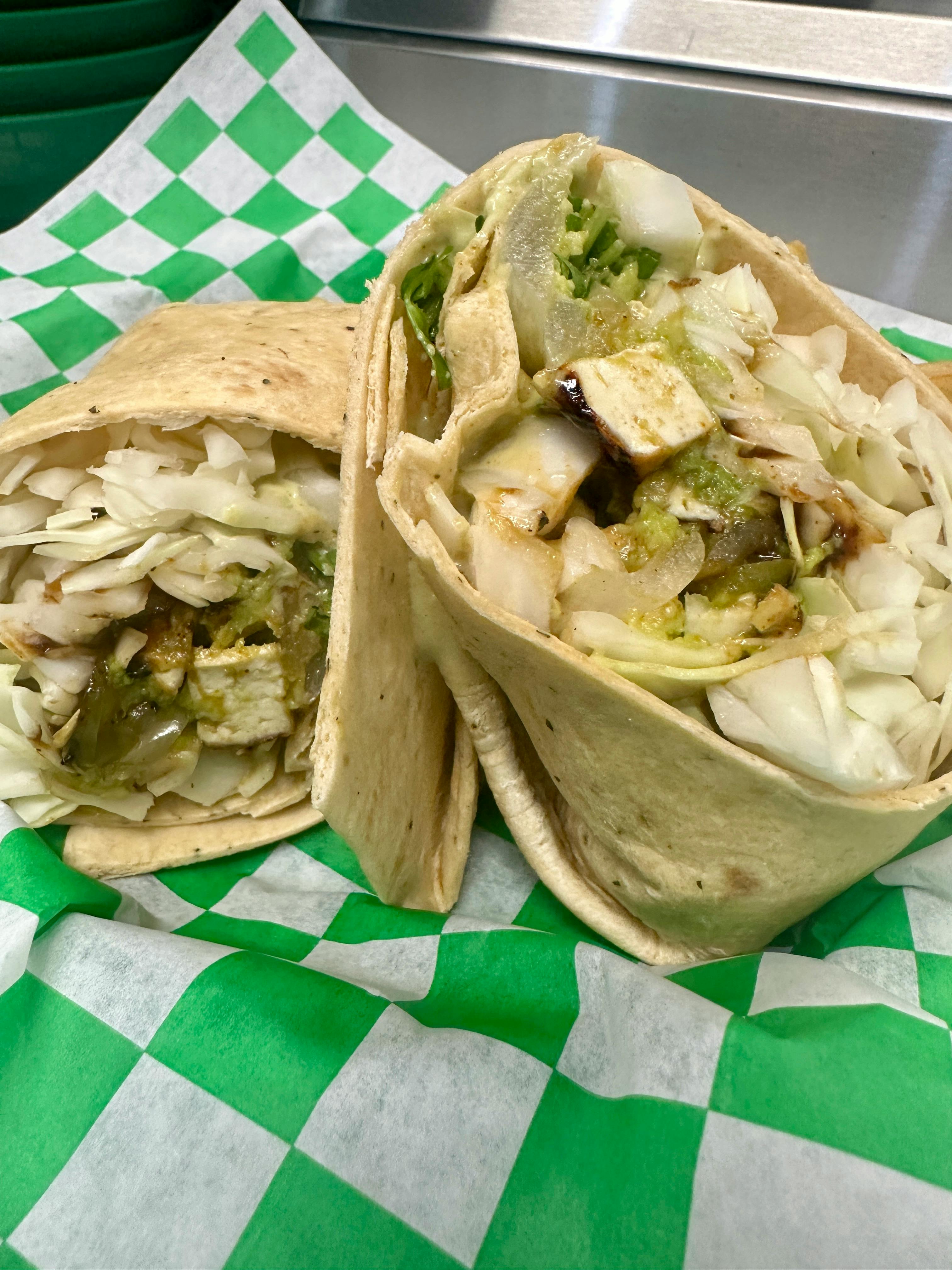 Crispy BBQ Tofu Wrap from Justveggiez in Madison, WI