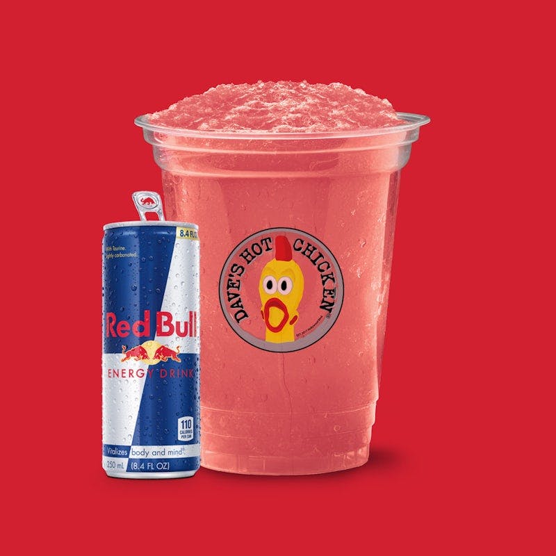 Strawberry Lemonade Red Bull Slusher from Dave's Hot Chicken - E. Ogden Ave. in Milwaukee, WI