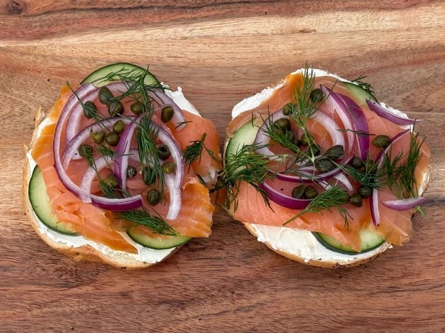 Salmon Bagel from Bliss Bowls Acai - S Howell Ave in Oak Creek, WI