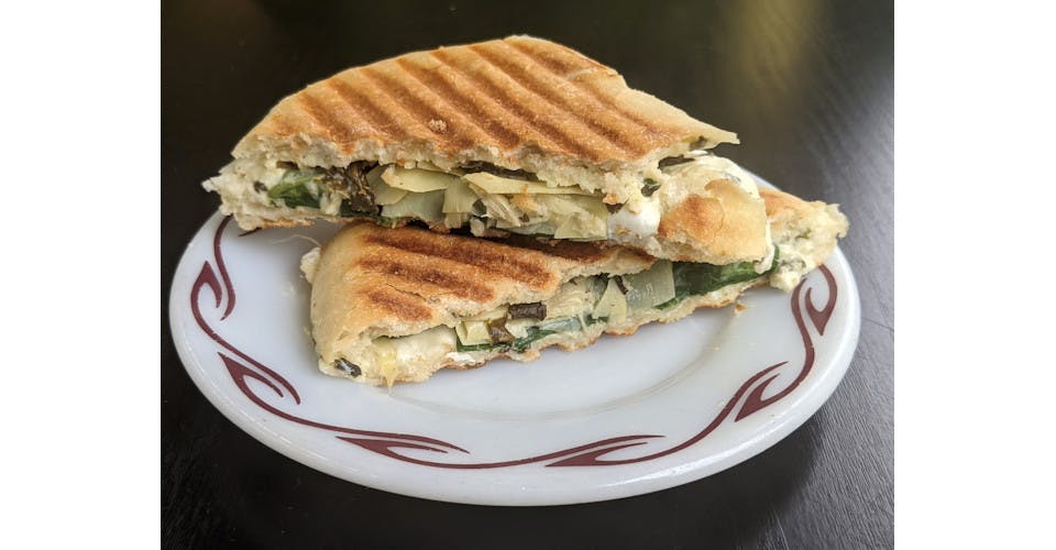 Spinach & Artichoke Panini from Basics Co-op Cafe and Grocery in Janesville, WI