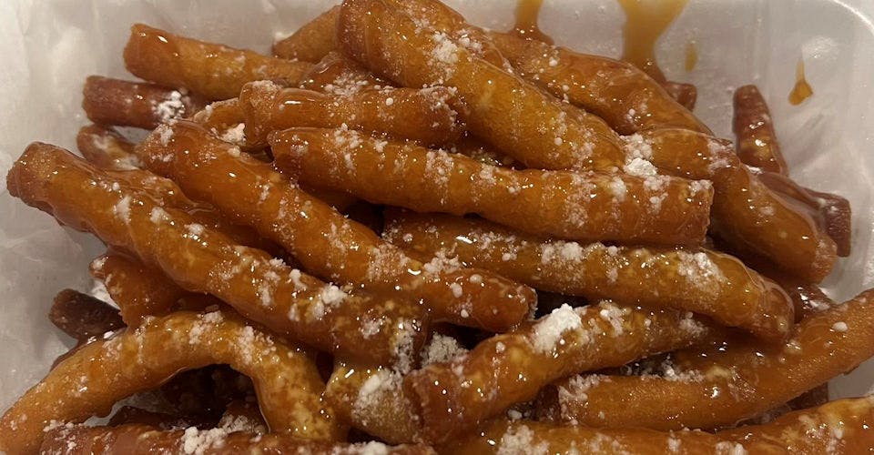 Funnel Fries with Caramel Sauce from Moneecia's Kitchen in Cottage Grove, WI