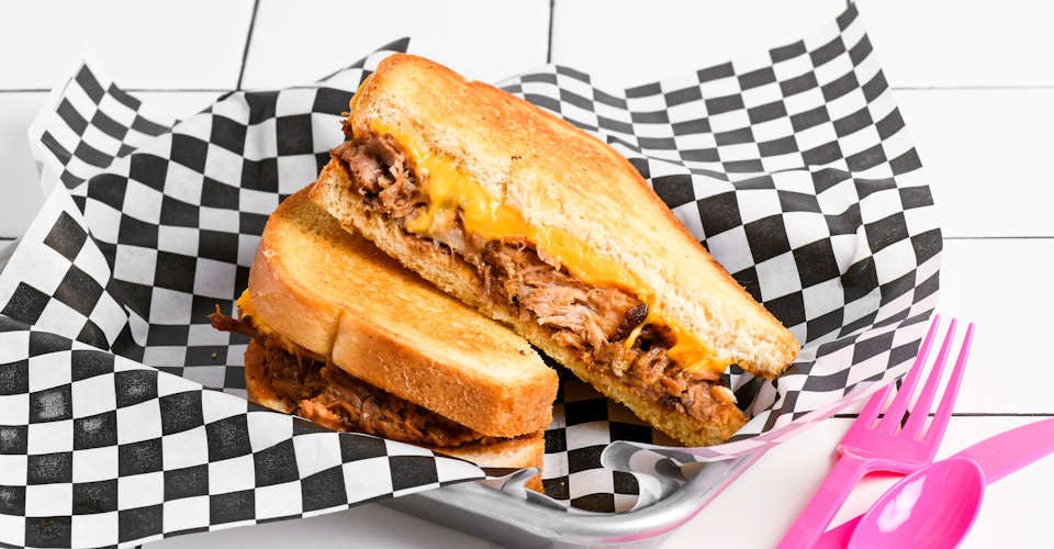 Pulled Pork Spicy Grilled Cheese from Slackjack's - State St in Madison, WI
